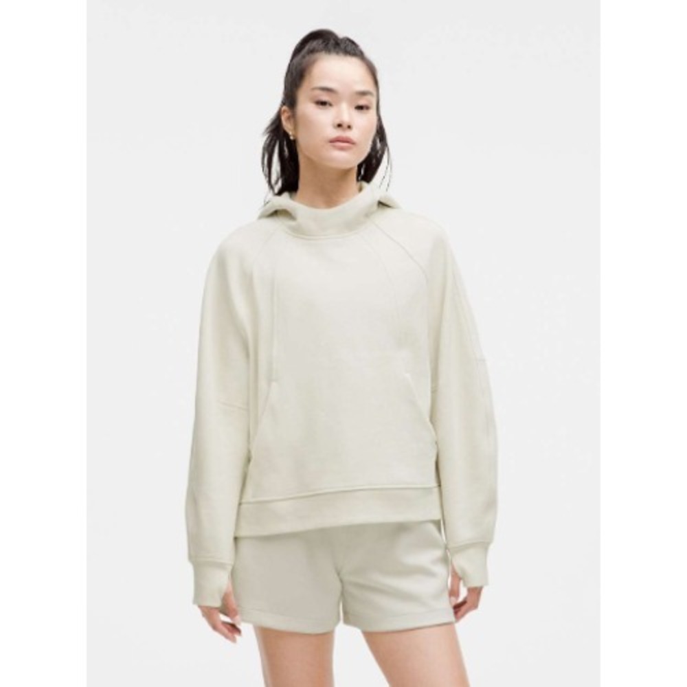014-Lululemon Scuba Oversized Side-Slit Hoodie-Bone-Size M/L